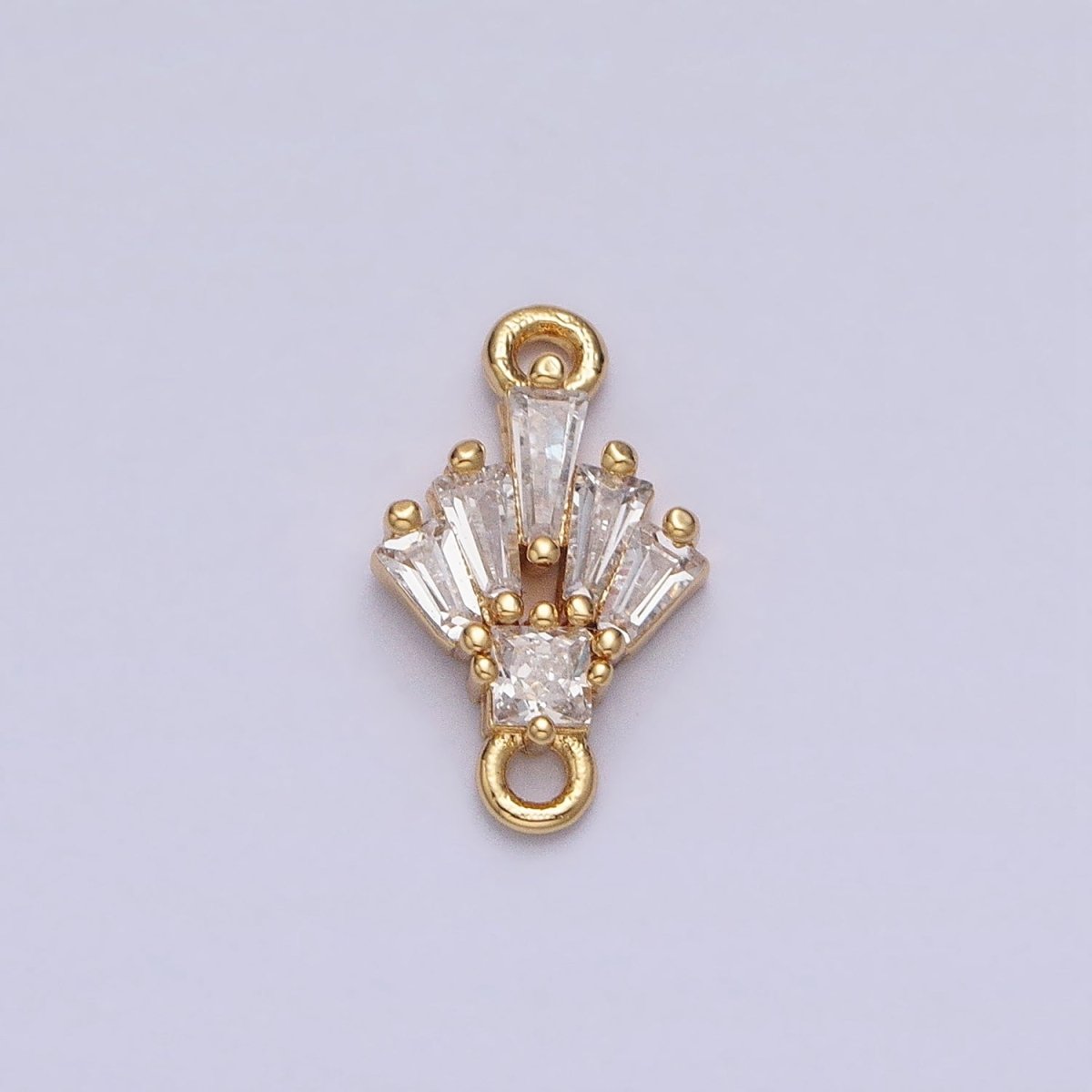 18K Gold Filled Clear CZ Multiple Baguette Round Mini Connector in Gold & Silver | Y-841