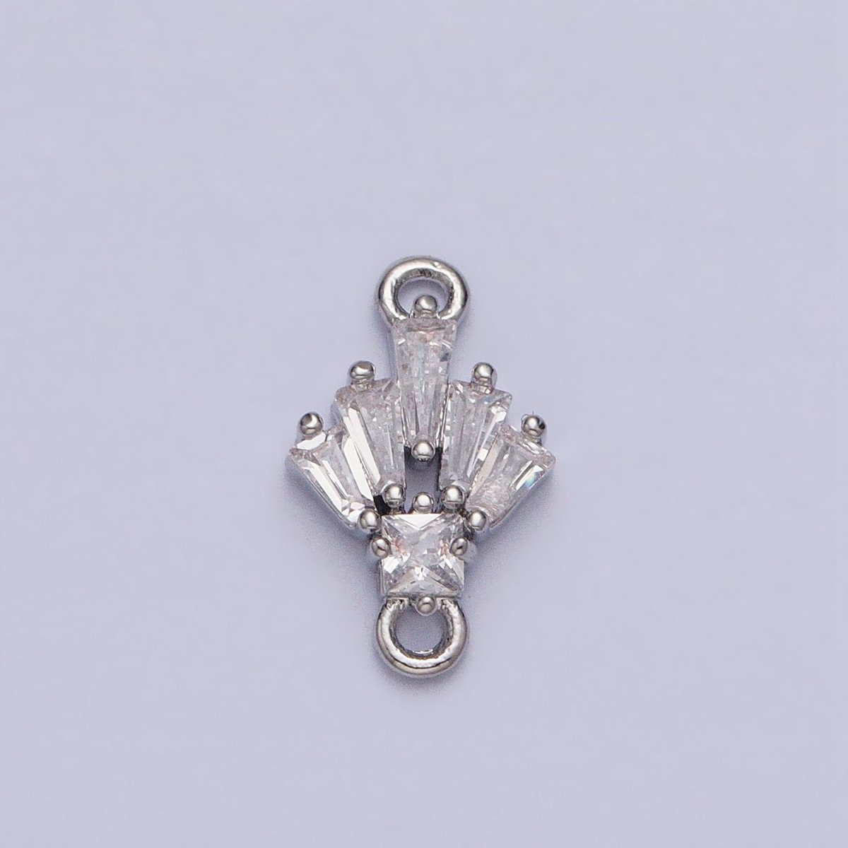 18K Gold Filled Clear CZ Multiple Baguette Round Mini Connector in Gold & Silver | Y-841
