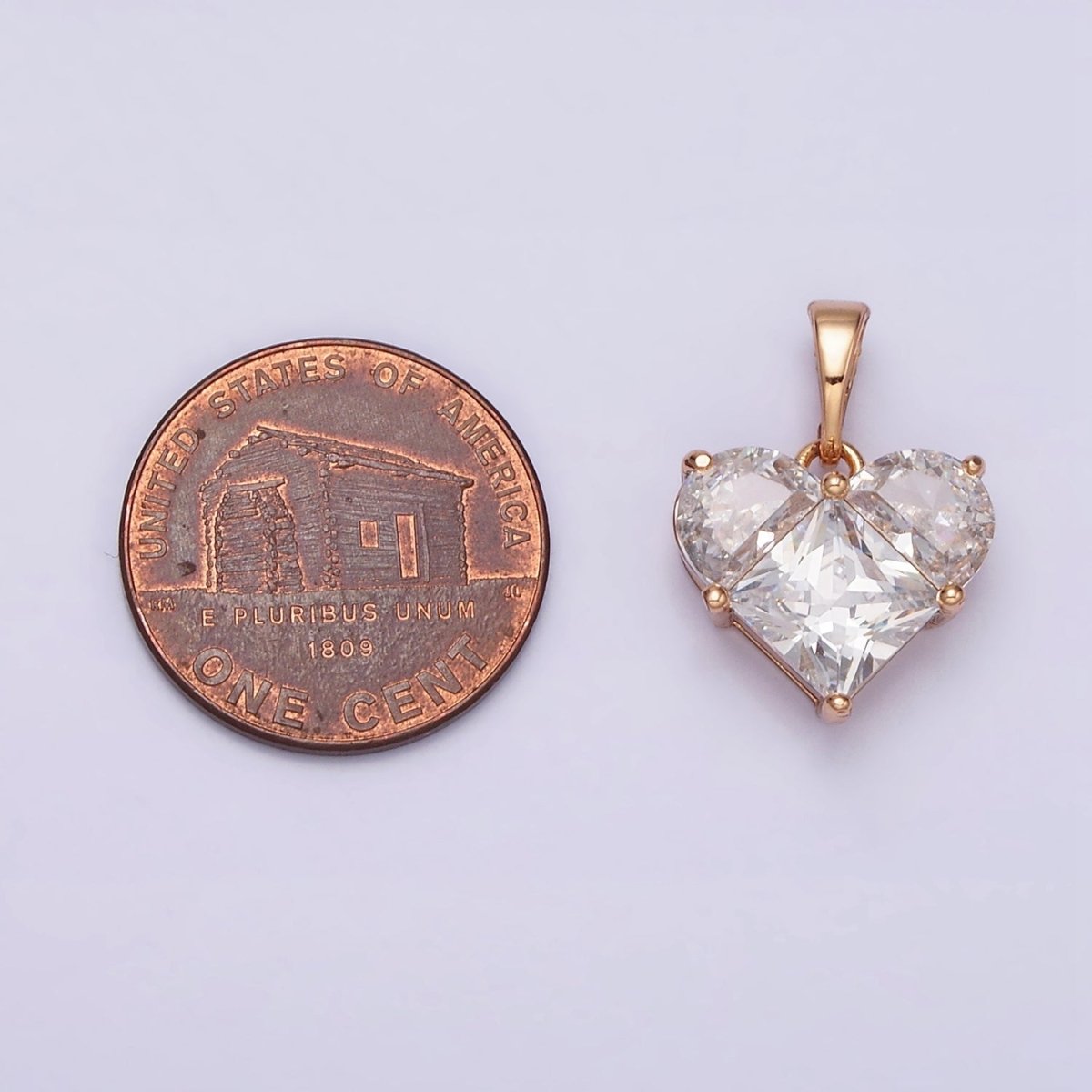 18K Gold Filled Clear CZ Pixelated Heart Pendant | AA525 - DLUXCA