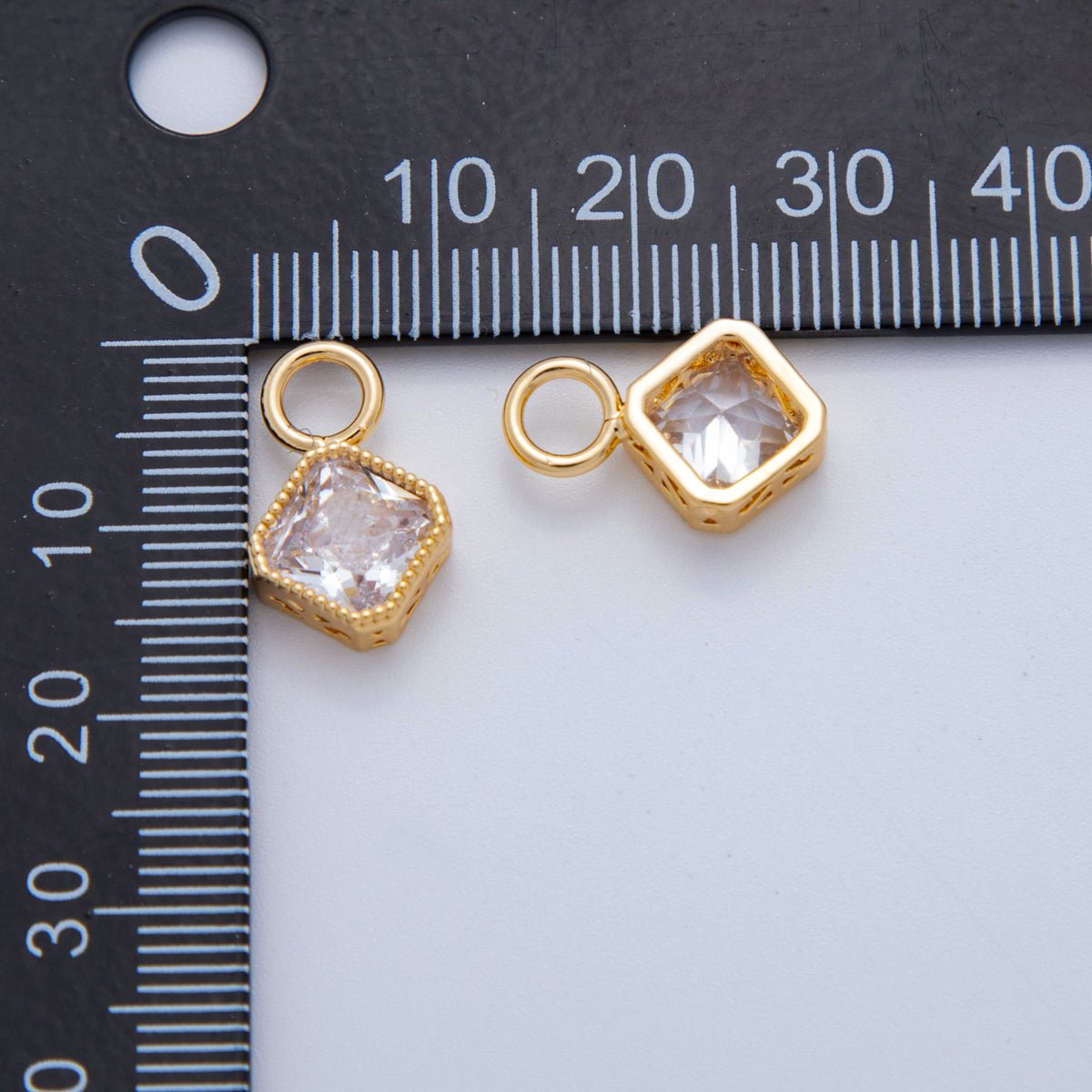 18K Gold Filled Clear CZ Rhombus Bezel Add - On Drop Earring Charm | AF767 - DLUXCA