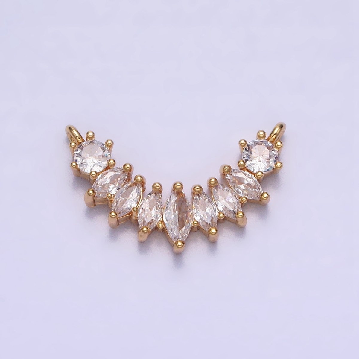 18K Gold Filled Clear Marquise CZ Curved Lined Connector in Gold & Silver | Y-845