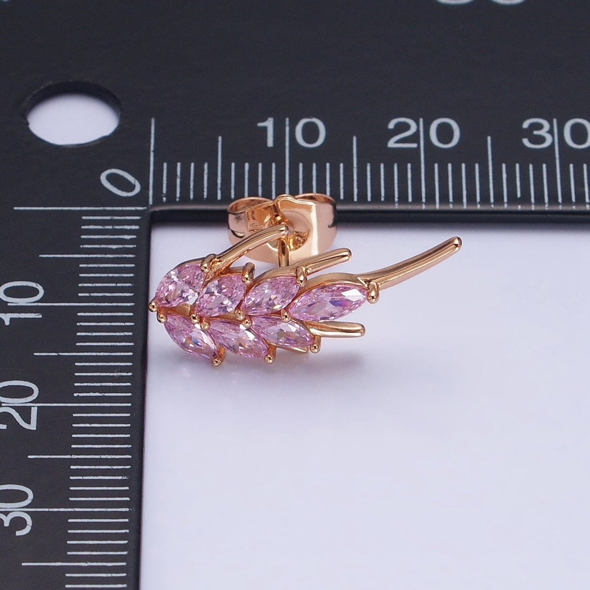 18K Gold Filled Clear, Pink Marquise CZ Bar Stud Earrings | AD1389 AD1390