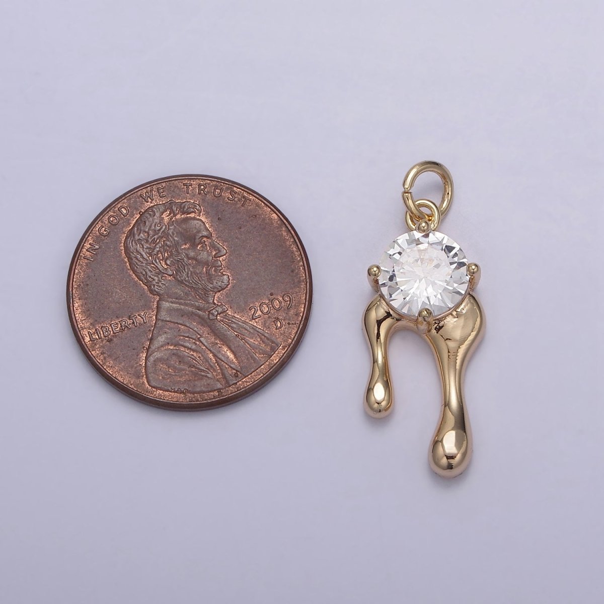 18k Gold Filled Clear Round Cut Solitaire CZ Ladies Pendant Charm N-828 - DLUXCA