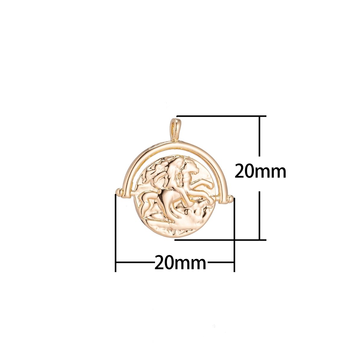 18k Gold Filled Coin Lady Godiva Horse Charm Pendant C-034 - DLUXCA