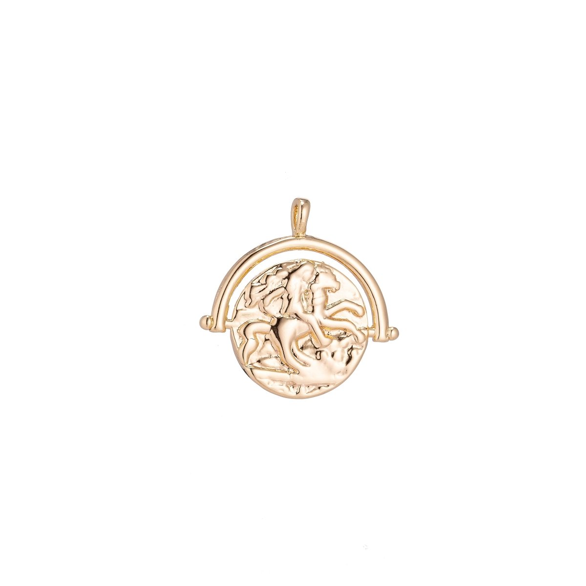 18k Gold Filled Coin Lady Godiva Horse Charm Pendant C-034 - DLUXCA