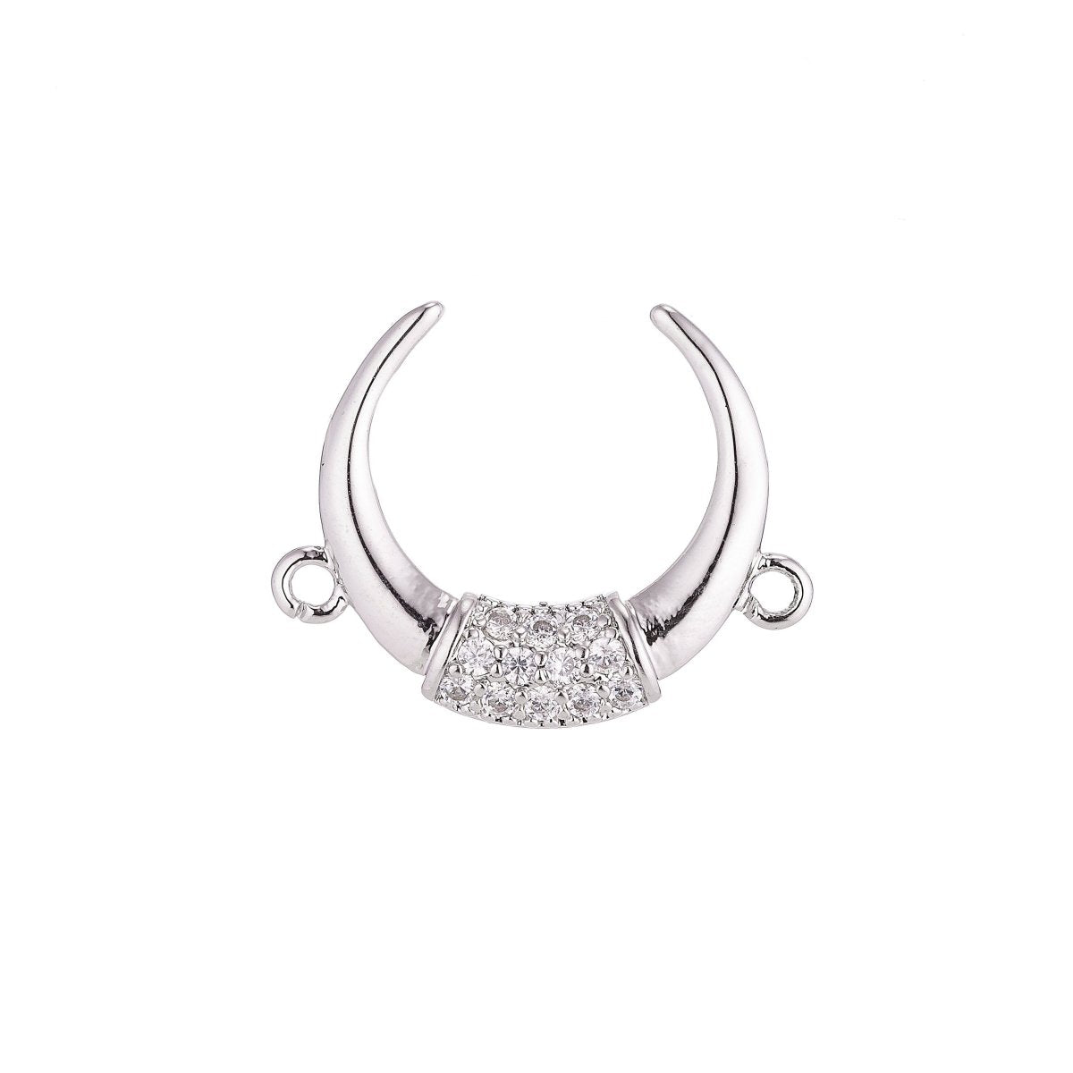 18K Gold Filled Crescent Moon, Ox Horn Bull Bone Cubic Zirconia Bracelet Charm Bead Finding Connector for Earring Jewelry MakingF-049