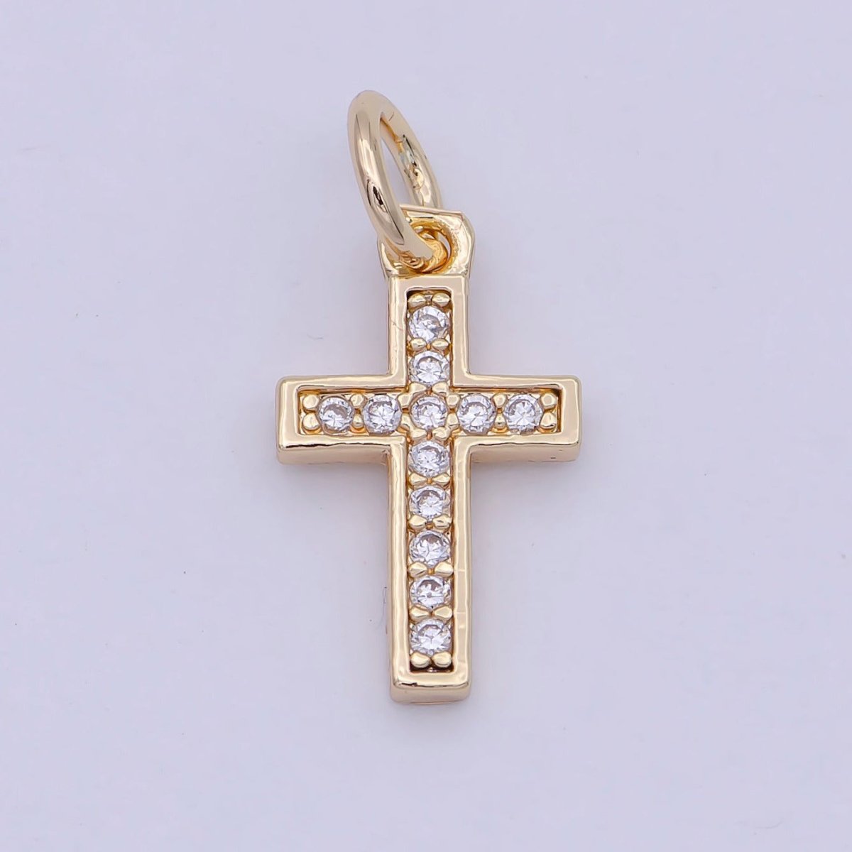 18K Gold Filled CROSS Charm Minimalist Religious Jewelry Supply W-177 - DLUXCA