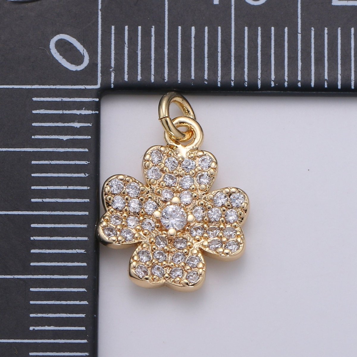18K Gold Filled Crystal Four Clover Charm D-893