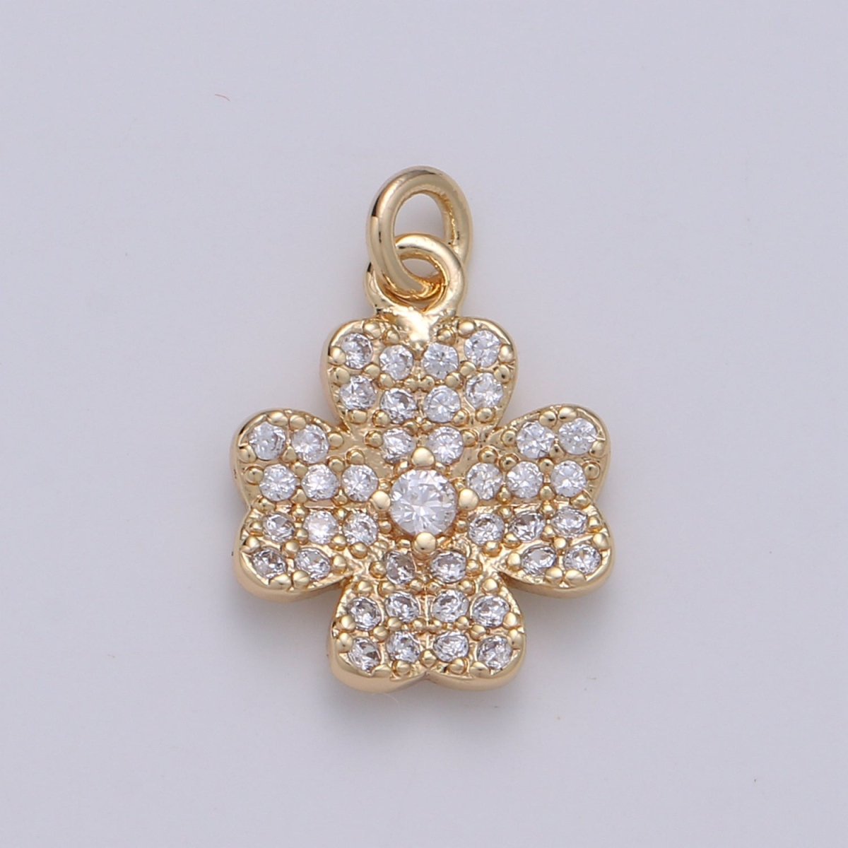 18K Gold Filled Crystal Four Clover Charm D-893