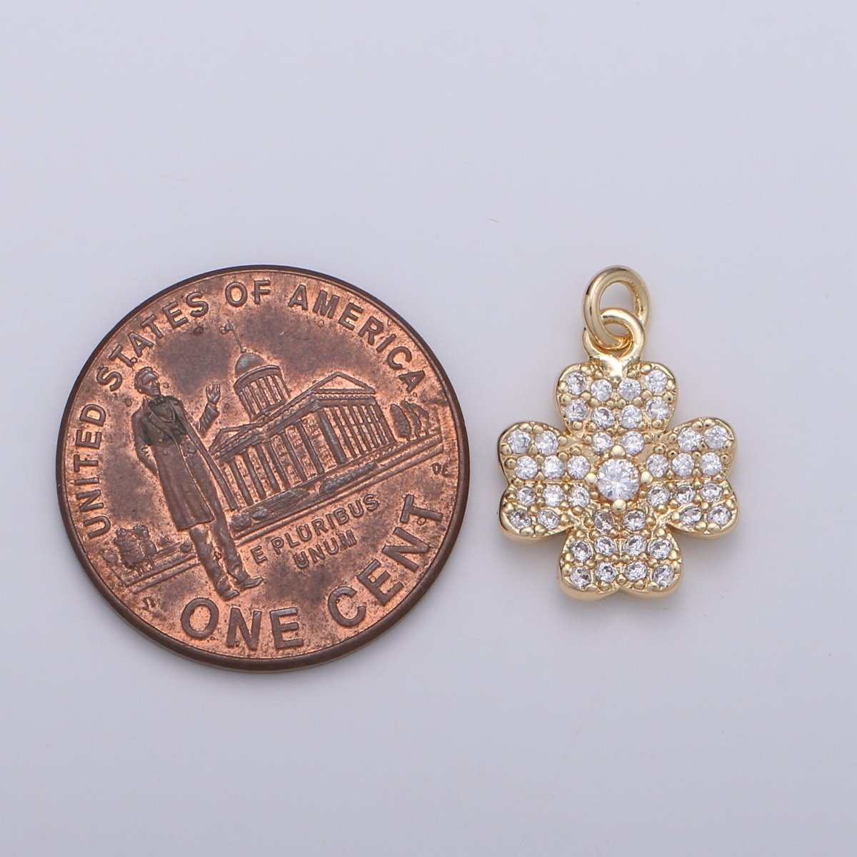 18K Gold Filled Crystal Four Clover Charm D-893