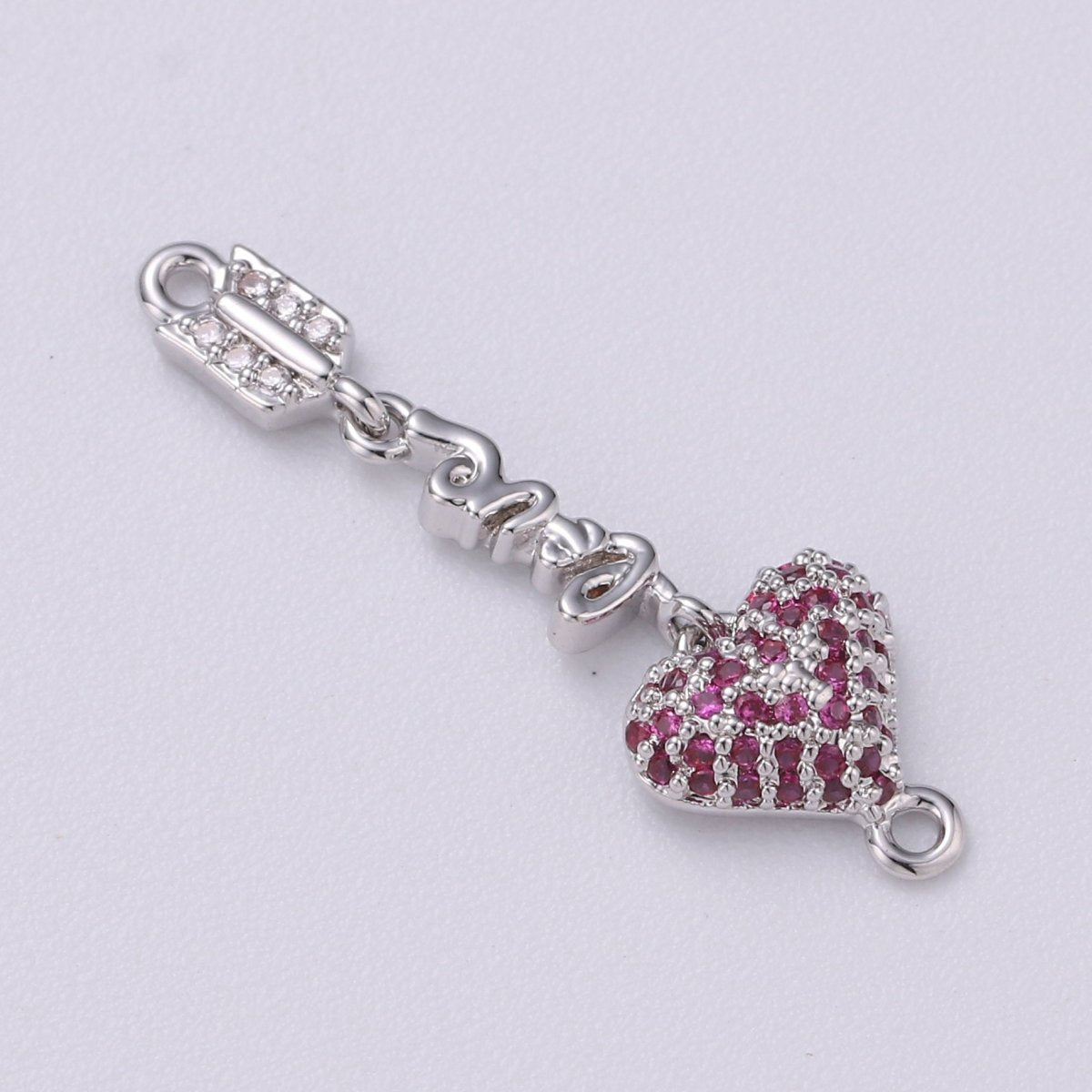 18k Gold Filled Cupids Arrow Charm Pendant, Micro Pave Heart Tip Spear Arrow Pendant Dangle Charm Connector Bracelet Earring Necklace Charm F-208