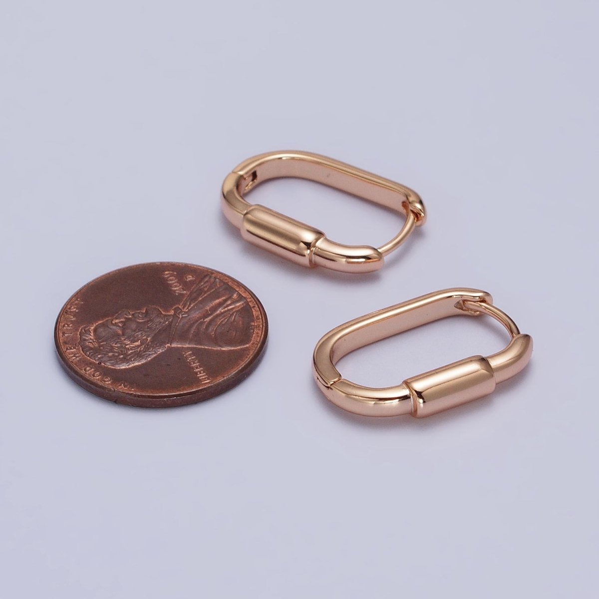 18K Gold Filled Cylinder 19mm, 17mm Oblong Hoop Earrings | AB1042 AB1083