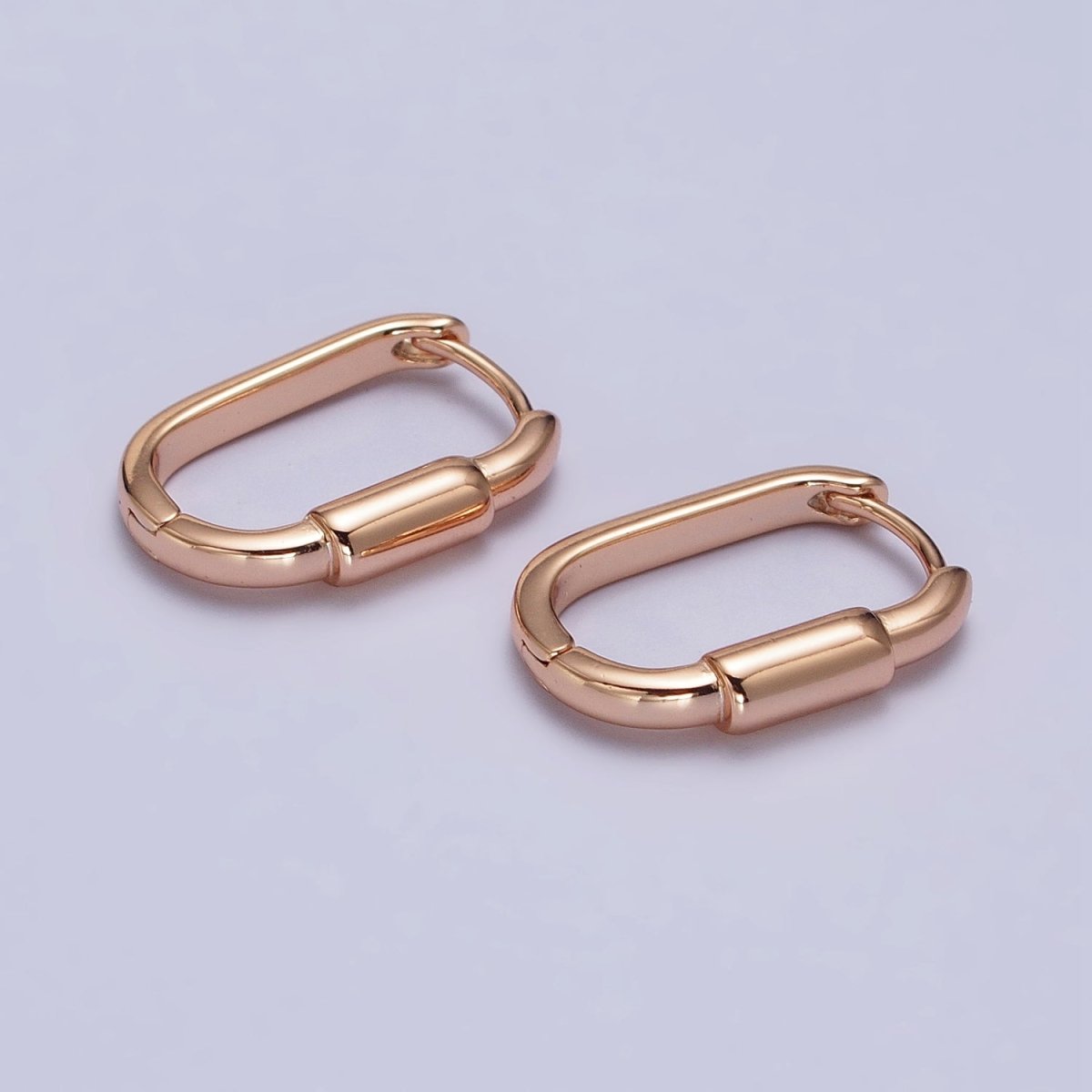 18K Gold Filled Cylinder 19mm, 17mm Oblong Hoop Earrings | AB1042 AB1083