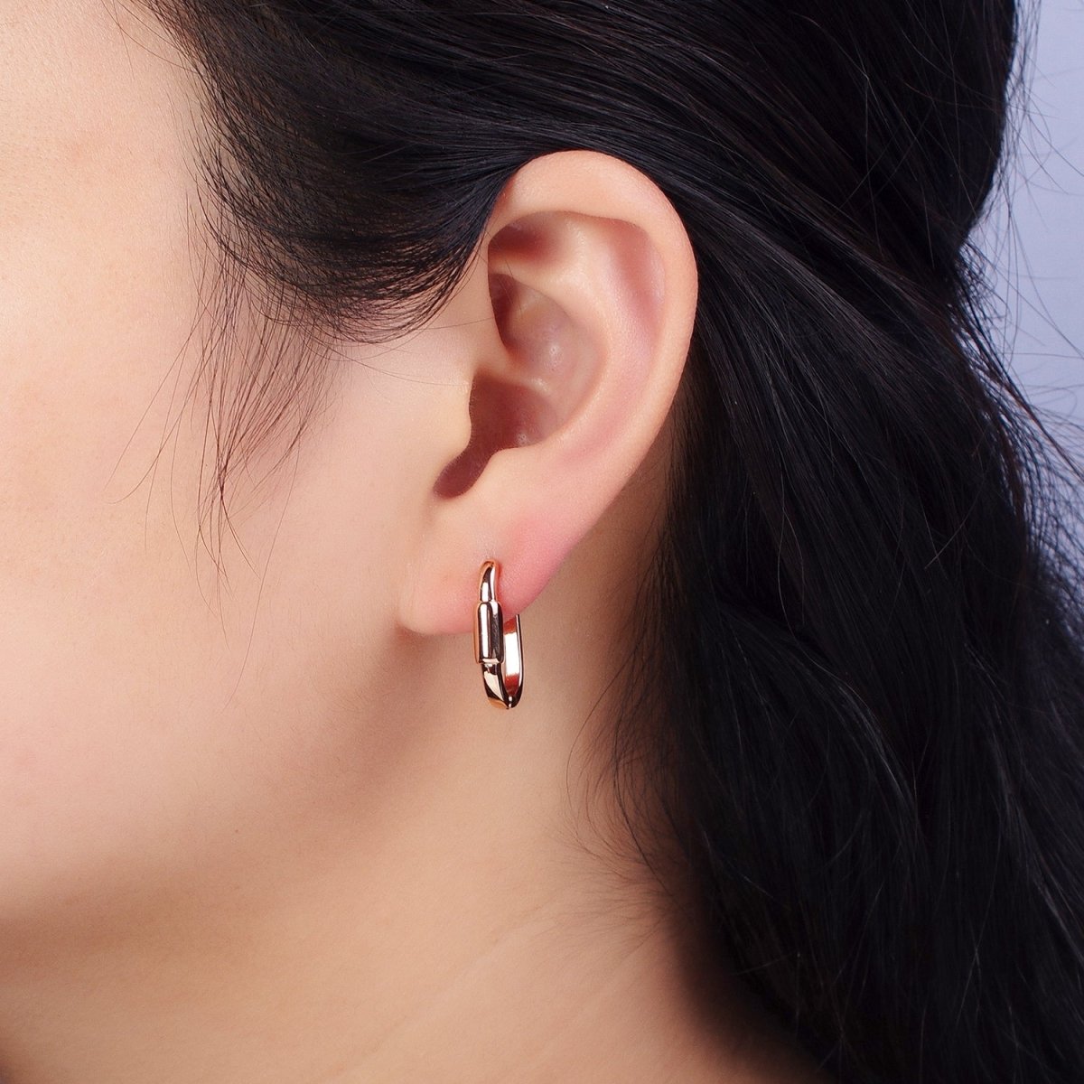 18K Gold Filled Cylinder 19mm, 17mm Oblong Hoop Earrings | AB1042 AB1083