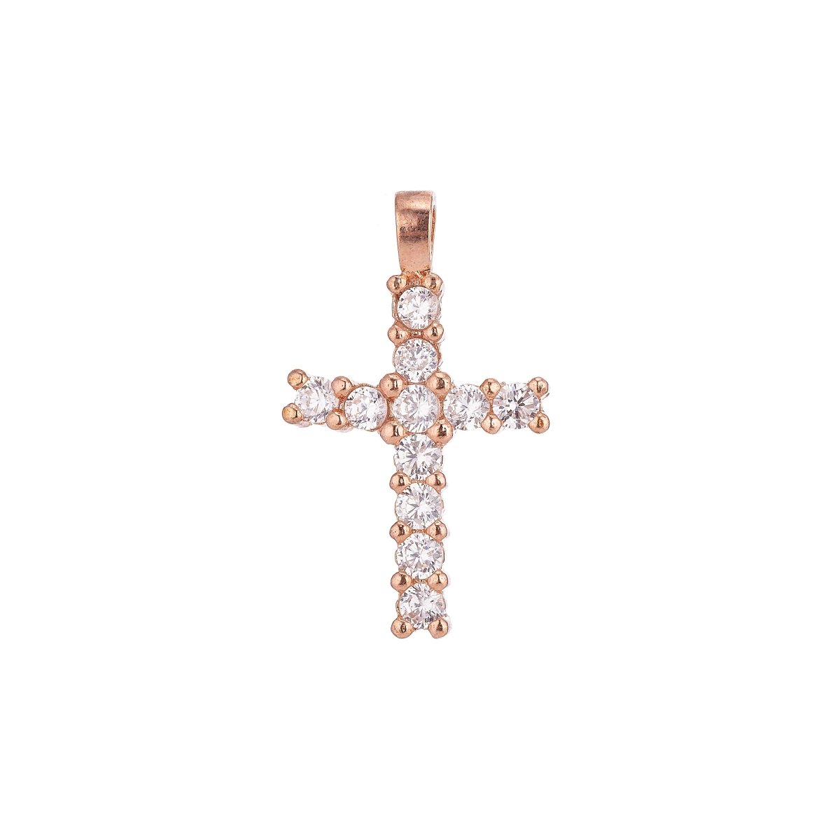 18k Gold Filled Dainty Delicate Cross Jesus Cubic Zirconia Necklace Pendant Bracelet Earring Charm Bails for Jewelry Making H-230