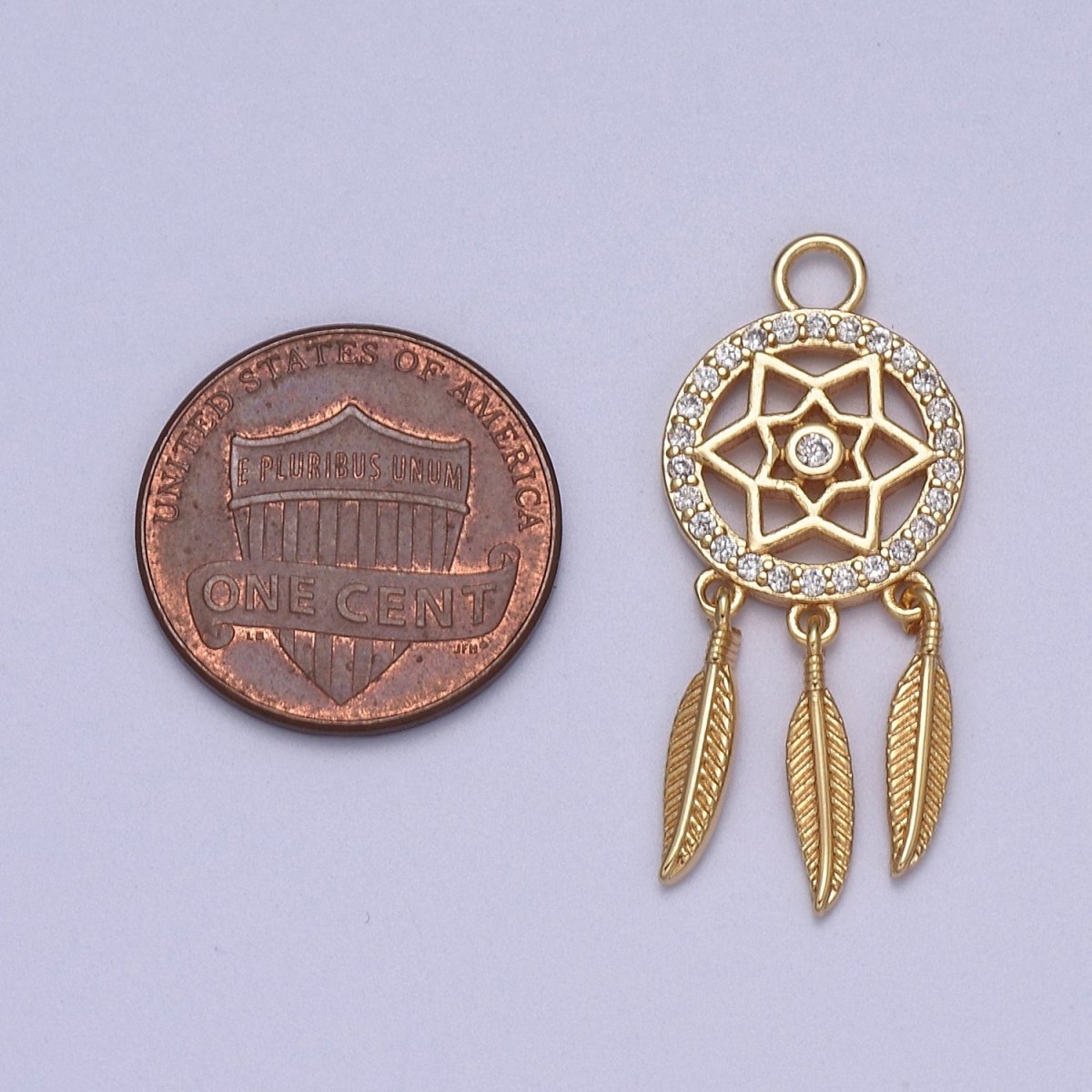 18k Gold Filled Dainty Dream Catcher Charm Bracelet Necklace Pendant Boho Charm for Jewelry Making Bohemian Inspired C-254 - DLUXCA