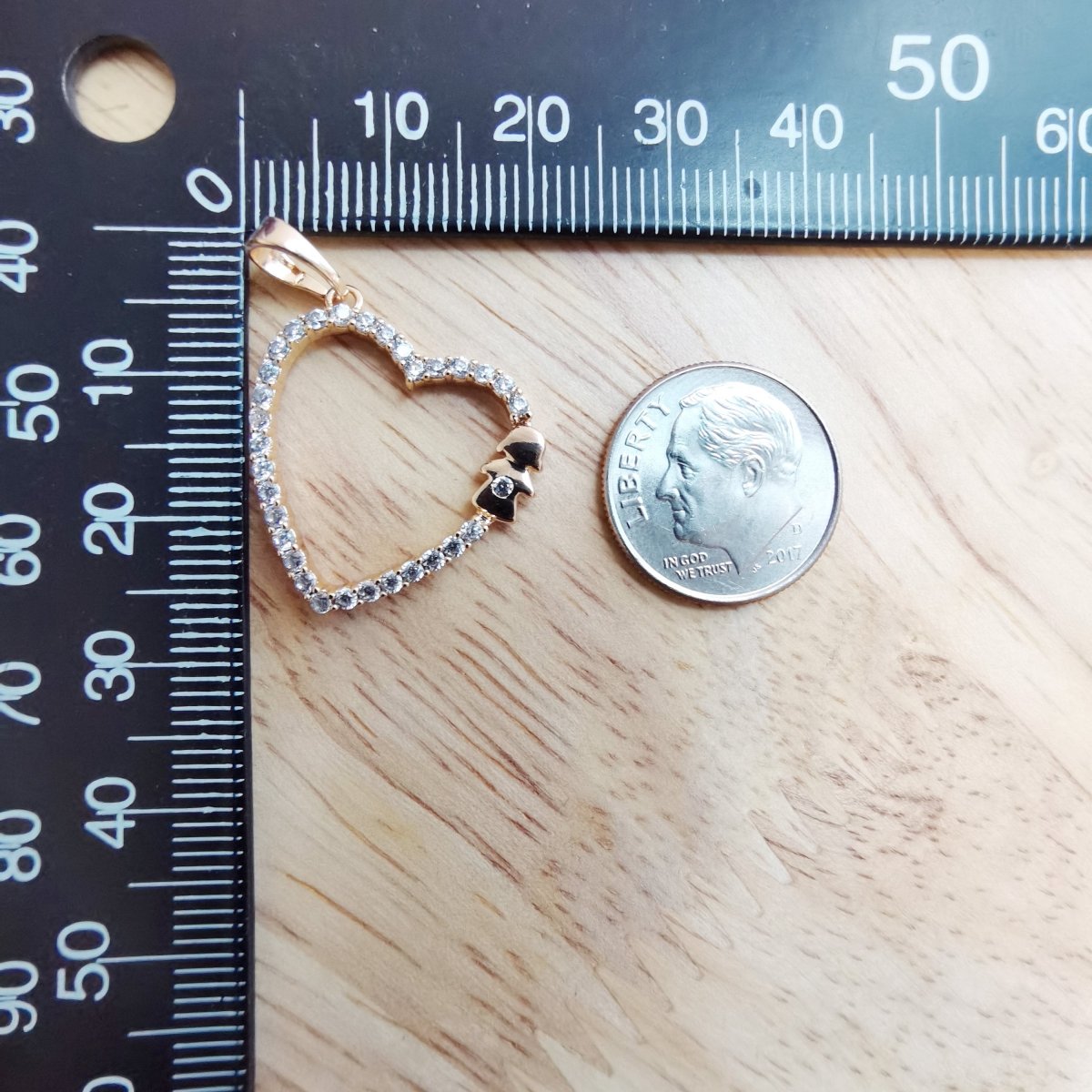 18K Gold Filled Dainty Love Heart Overlay Micro Pave CZ Cute Little Girl On Heart Bracelet Charm Necklace Pendant with Bails Findings I-825 - DLUXCA