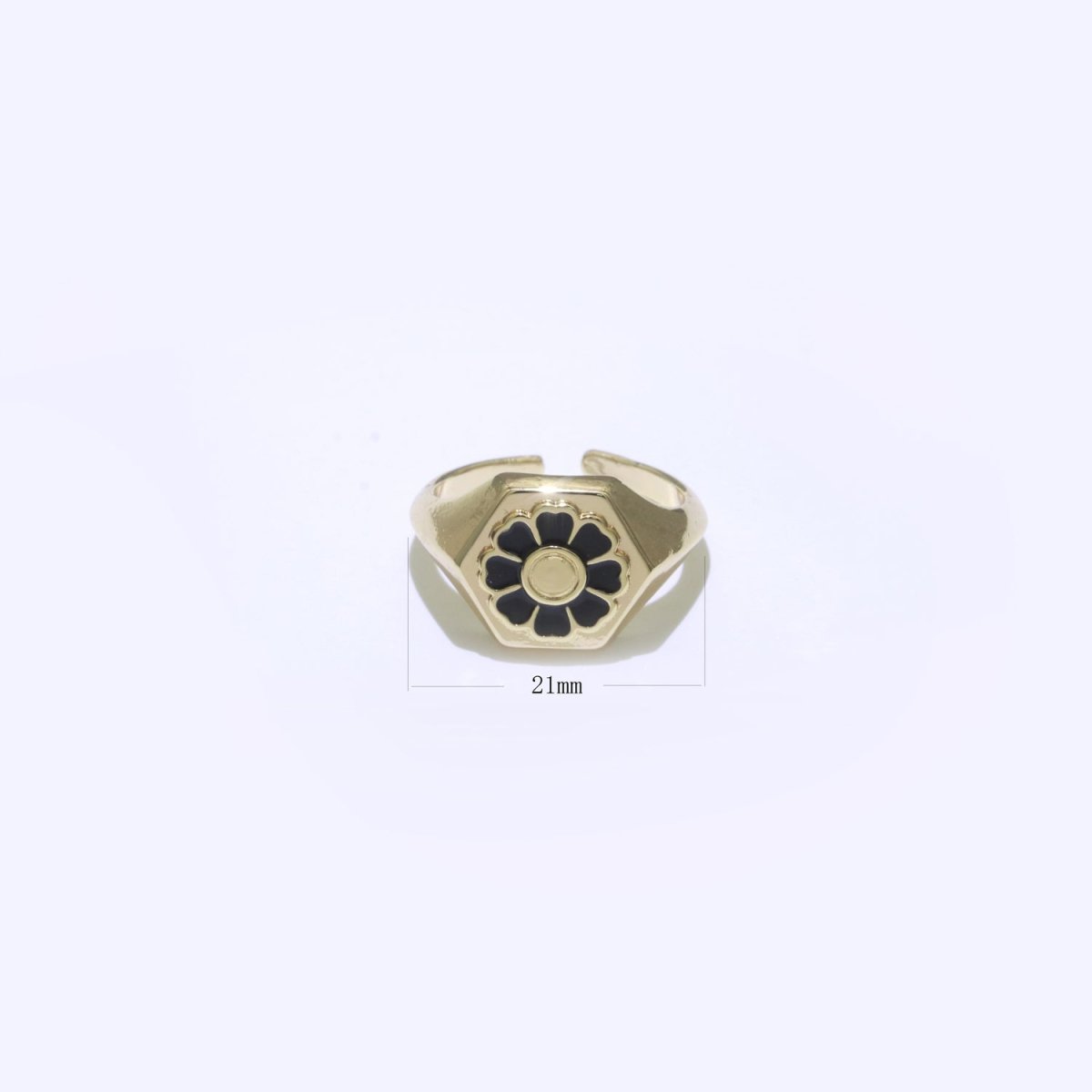 18K Gold Filled Daisy Ring Simple Gold Signet Ring Open Adjustable Ring for Stacking Jewelry O-444 ~ O-446