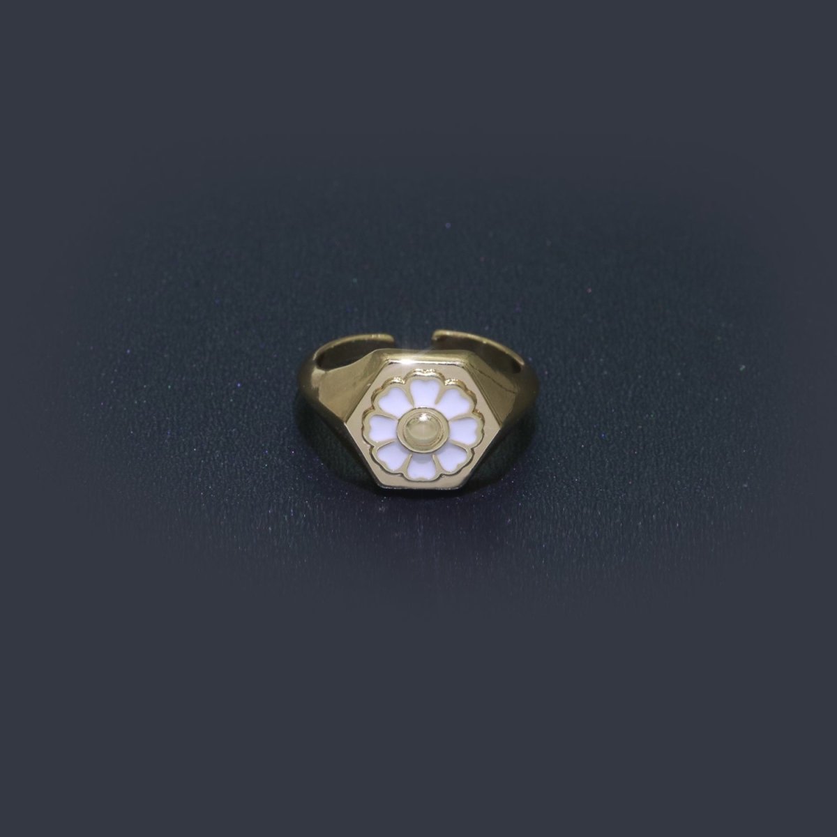 18K Gold Filled Daisy Ring Simple Gold Signet Ring Open Adjustable Ring for Stacking Jewelry O-444 ~ O-446