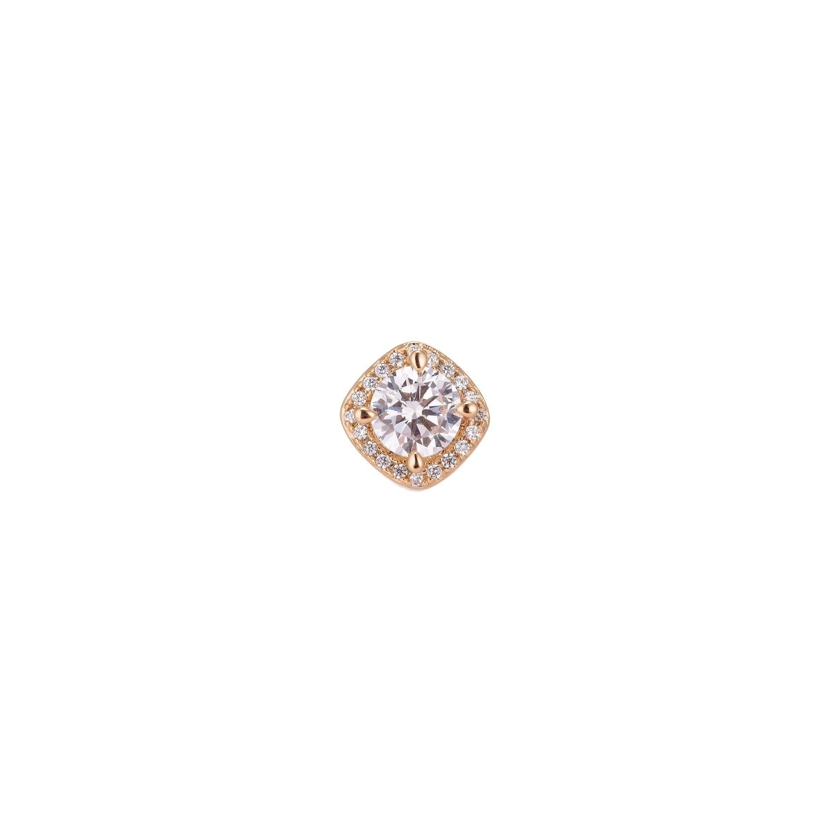 18K Gold Filled Delicate Rose Gold Diamond Shape Diamond Cut Cubic Zirconia Bracelet Bead Charm Necklace Pendant Findings for Jewelry Making | B-091