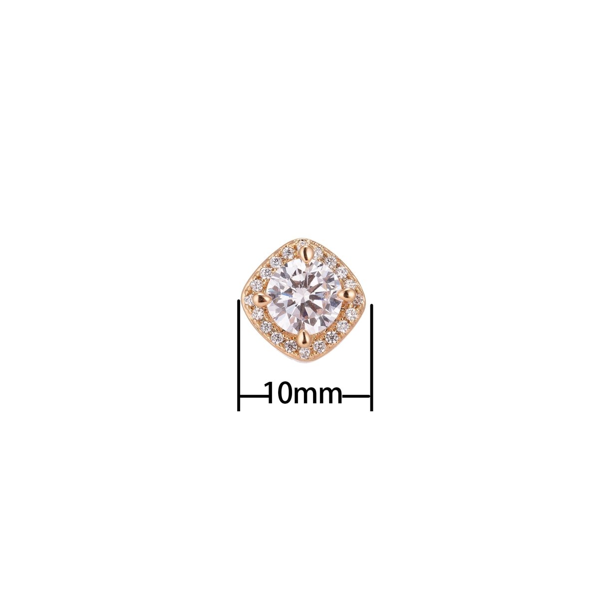 18K Gold Filled Delicate Rose Gold Diamond Shape Diamond Cut Cubic Zirconia Bracelet Bead Charm Necklace Pendant Findings for Jewelry Making | B-091