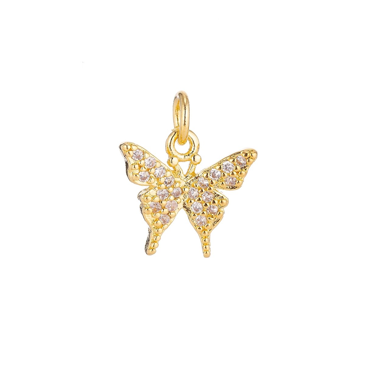 18K Gold Filled Micro Paved Butterfly Insect Mini Charm in Gold & Silver | C075