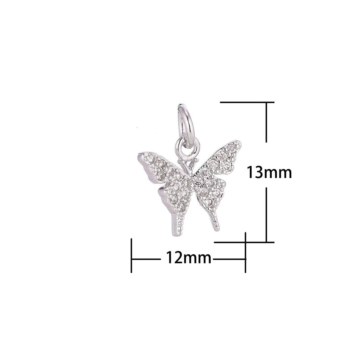 18K Gold Filled Micro Paved Butterfly Insect Mini Charm in Gold & Silver | C075