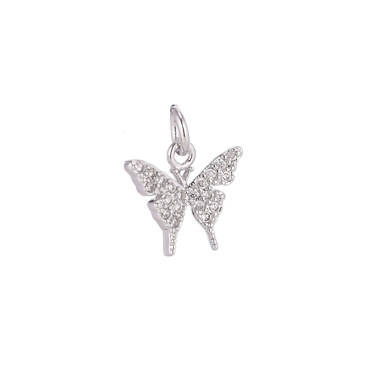 18K Gold Filled Micro Paved Butterfly Insect Mini Charm in Gold & Silver | C075