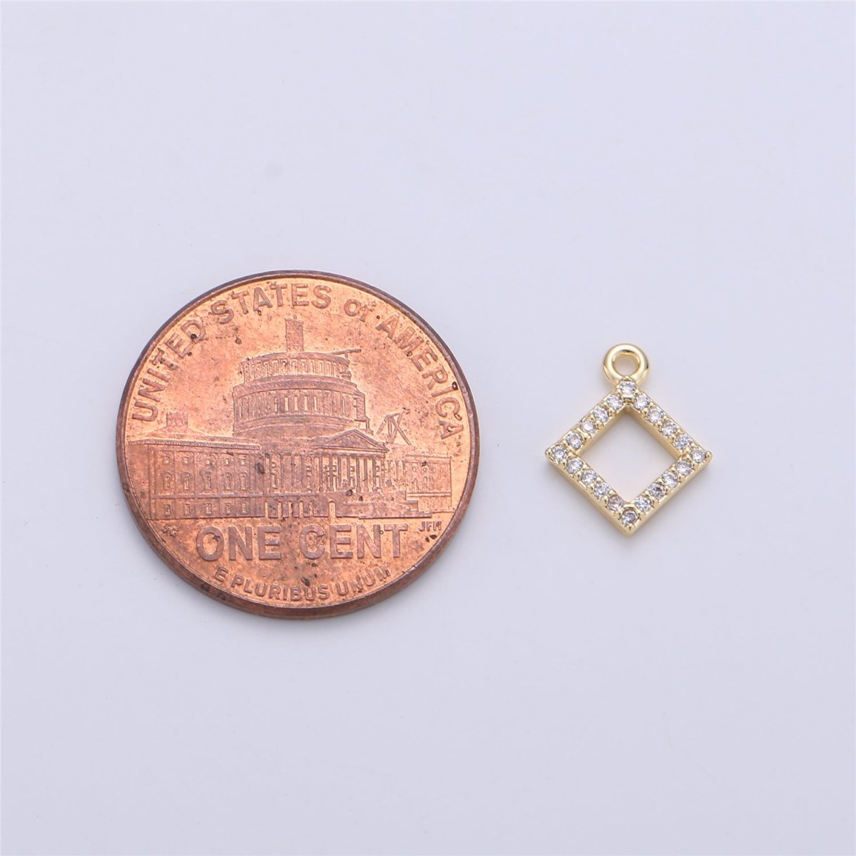 18K Gold Filled Diamond Rhombus Shape Cubic Zirconia Charm Bracelet Necklace Pendant Earring Gift for Jewelry Making E-229