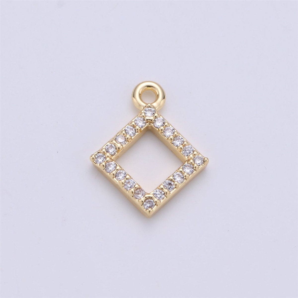 18K Gold Filled Diamond Rhombus Shape Cubic Zirconia Charm Bracelet Necklace Pendant Earring Gift for Jewelry Making E-229