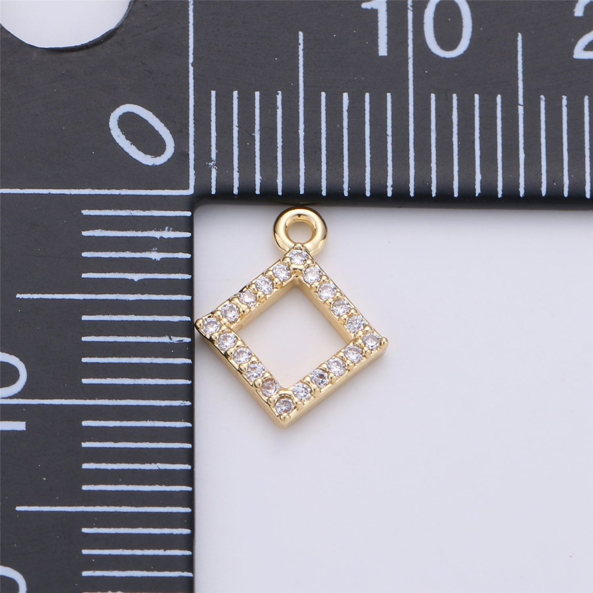 18K Gold Filled Diamond Rhombus Shape Cubic Zirconia Charm Bracelet Necklace Pendant Earring Gift for Jewelry Making E-229