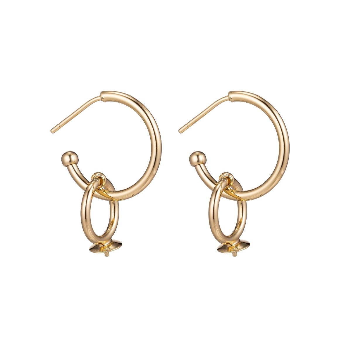 18k Gold Filled DIY Huggie Earrings with Loop, Stud Earrings, Crafted Hoop Earring Making Findings for Jewelry Making Supplies K-015 - DLUXCA