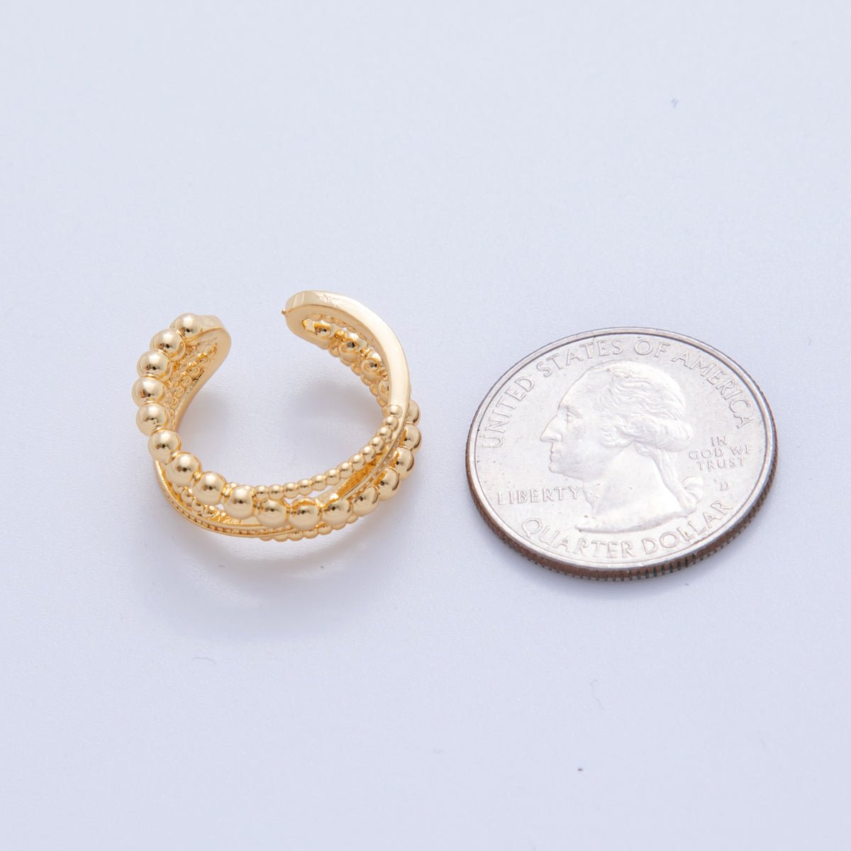 18K Gold Filled Dotted Bubble Crossed Multiple Band Ring | O1990 - DLUXCA