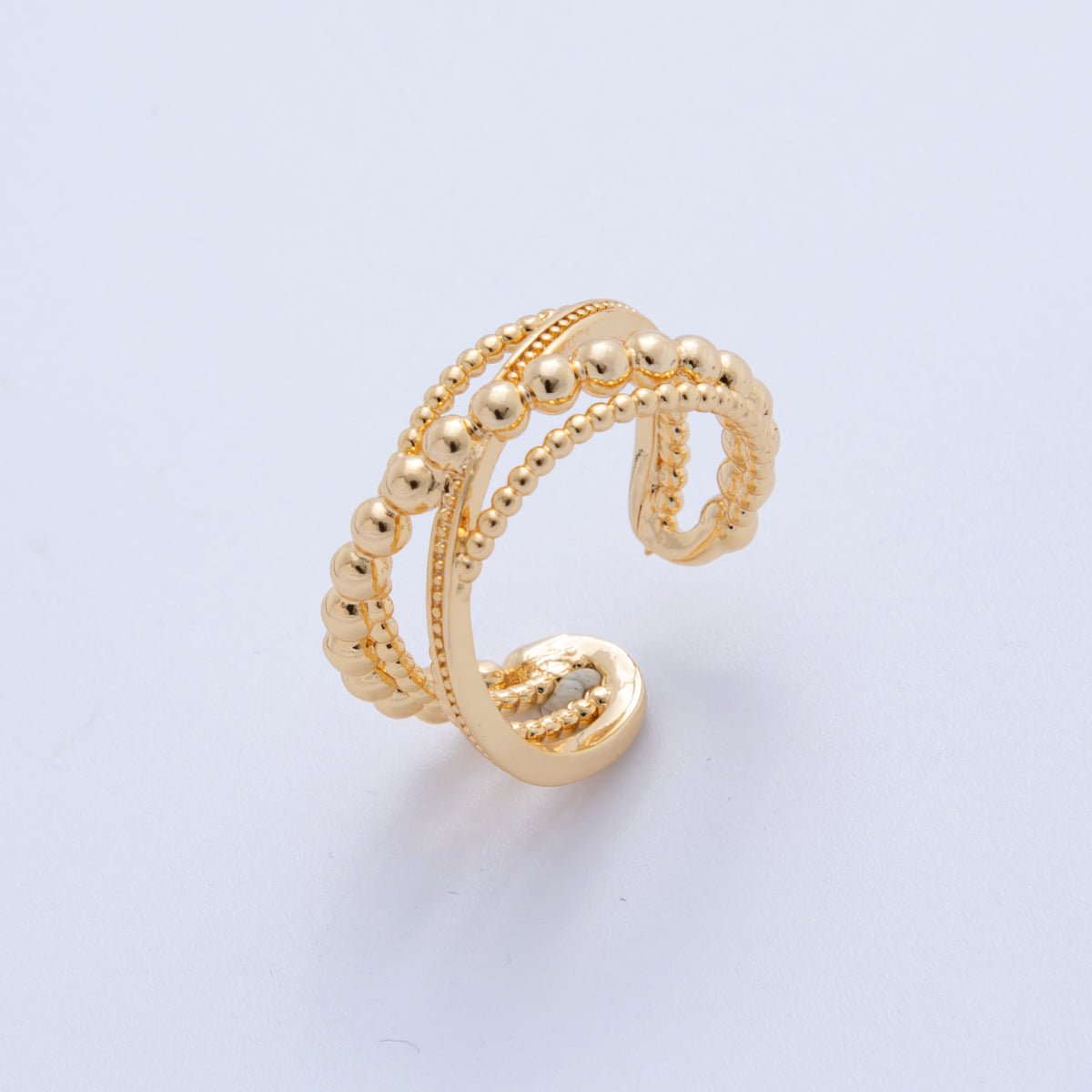 18K Gold Filled Dotted Bubble Crossed Multiple Band Ring | O1990 - DLUXCA