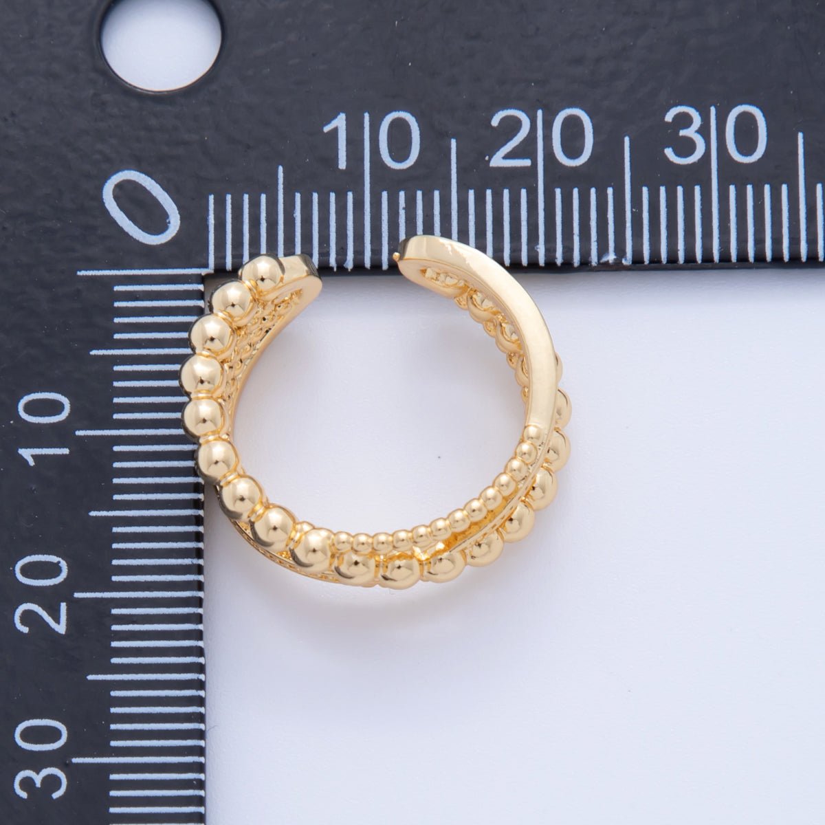 18K Gold Filled Dotted Bubble Crossed Multiple Band Ring | O1990 - DLUXCA