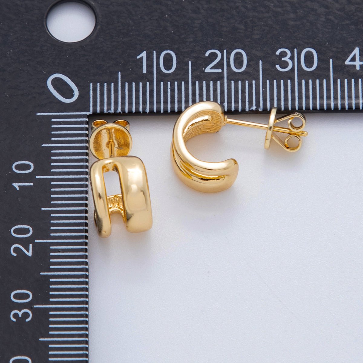 18K Gold Filled Double Band Claw C - Shaped Hoop Earrings | AI368 - DLUXCA