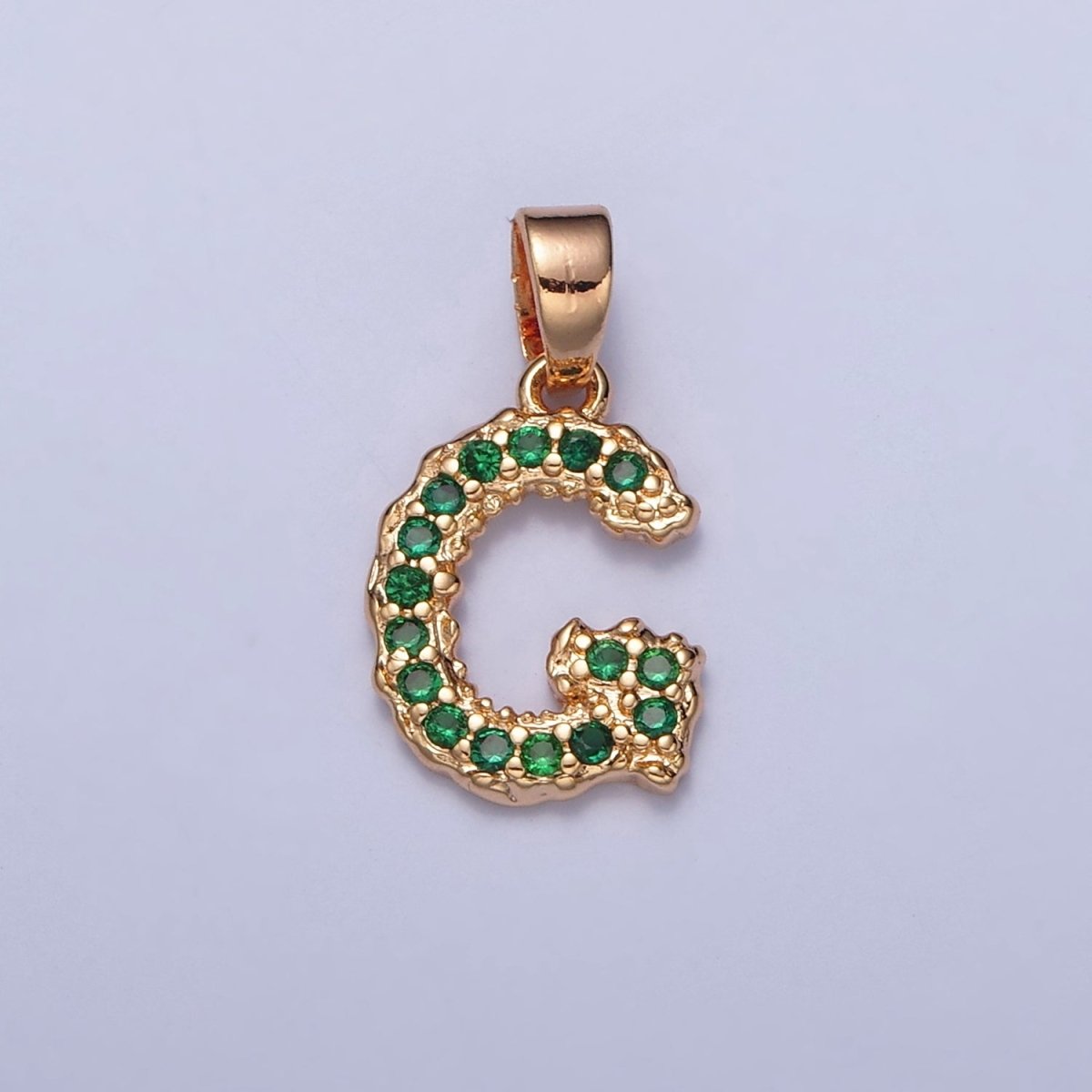 18k Gold Filled Emerald Green CZ Initial, Letter Alphabet Micro Pave charms Dainty Gold Cubic Pendant Charm for Necklace Bracelet Personalized Jewelry A-901-A-913