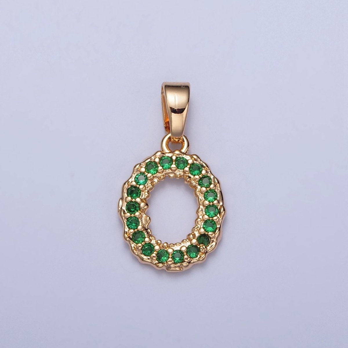 18k Gold Filled Emerald Green CZ Initial, Letter Alphabet Micro Pave charms Dainty Gold Cubic Pendant Charm for Necklace Bracelet Personalized Jewelry A-901-A-913