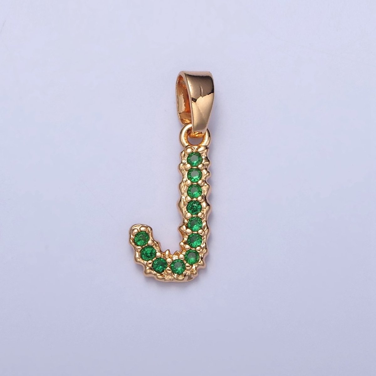 18k Gold Filled Emerald Green CZ Initial, Letter Alphabet Micro Pave charms Dainty Gold Cubic Pendant Charm for Necklace Bracelet Personalized Jewelry A-901-A-913