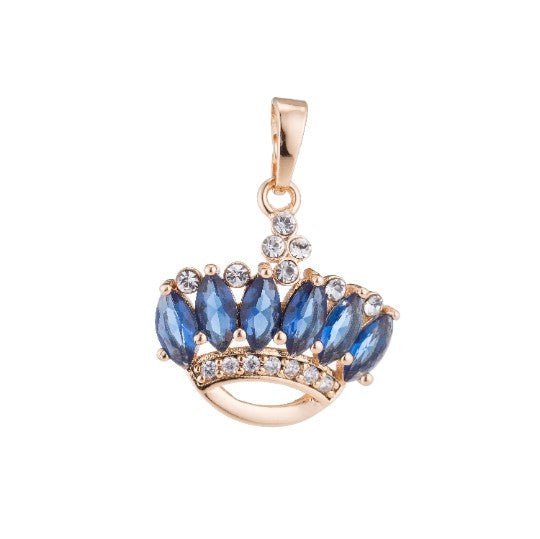 18k Gold filled Emerald Tiara, Queen Crown, Princess, Royal Headdress Cubic Zirconia Necklace Pendant Charm Bail Findings for Jewelry Making H-799