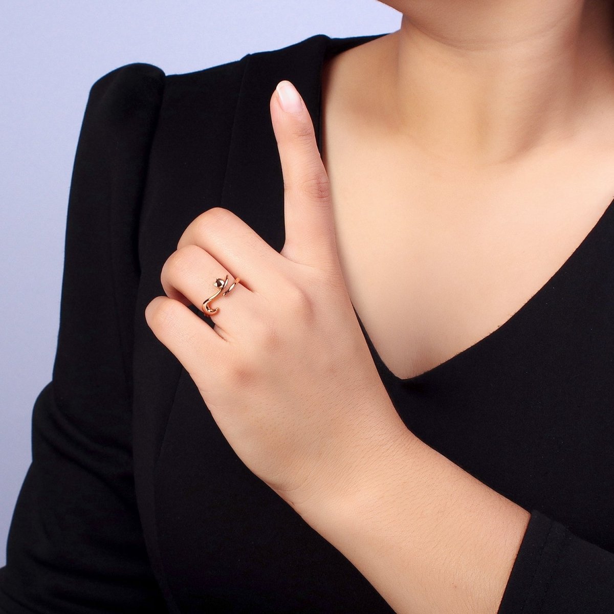 18K Gold Filled Forest Frog on Branch Minimalist Ring | Y-586 - DLUXCA