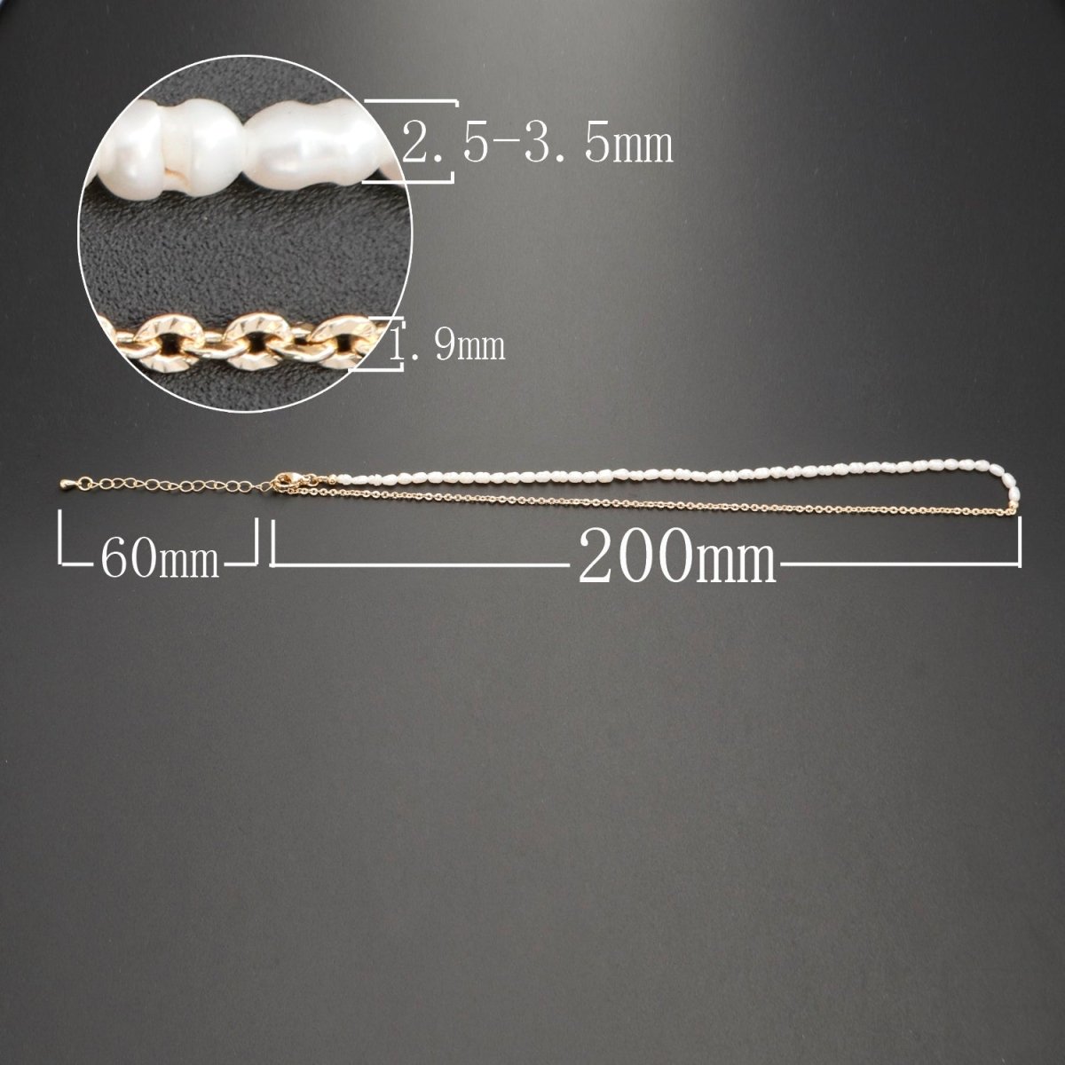 18k Gold Filled Freshwater Pearl Half Chain Necklace Cable Link 16 inch + 2" extender Length Handmade Minimalist Jewelry | WA-328 Clearance Pricing
