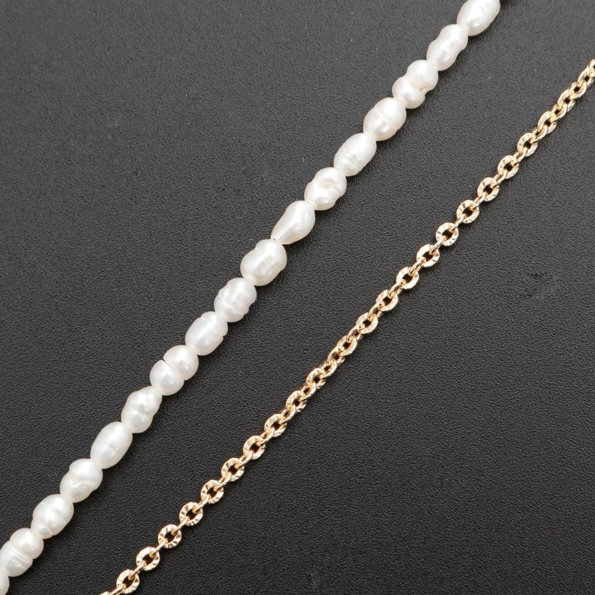 18k Gold Filled Freshwater Pearl Half Chain Necklace Cable Link 16 inch + 2" extender Length Handmade Minimalist Jewelry | WA-328 Clearance Pricing