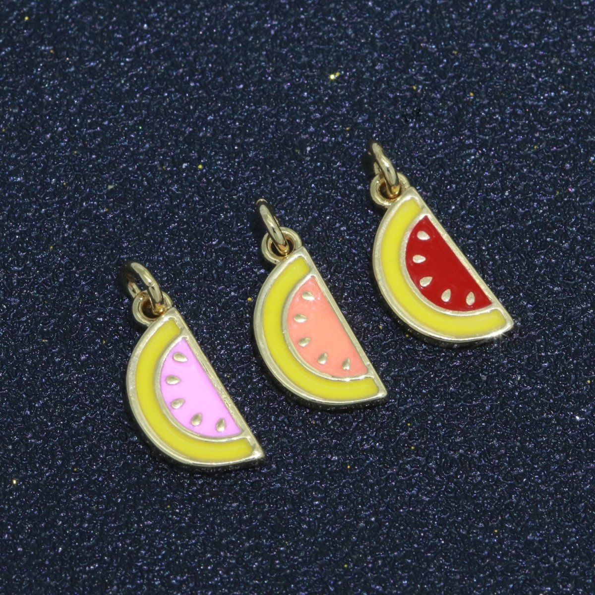 18k Gold filled Fruit Charm Mini Watermelon Pendants Enamel Tropical fruit Charm M-696 - M-698