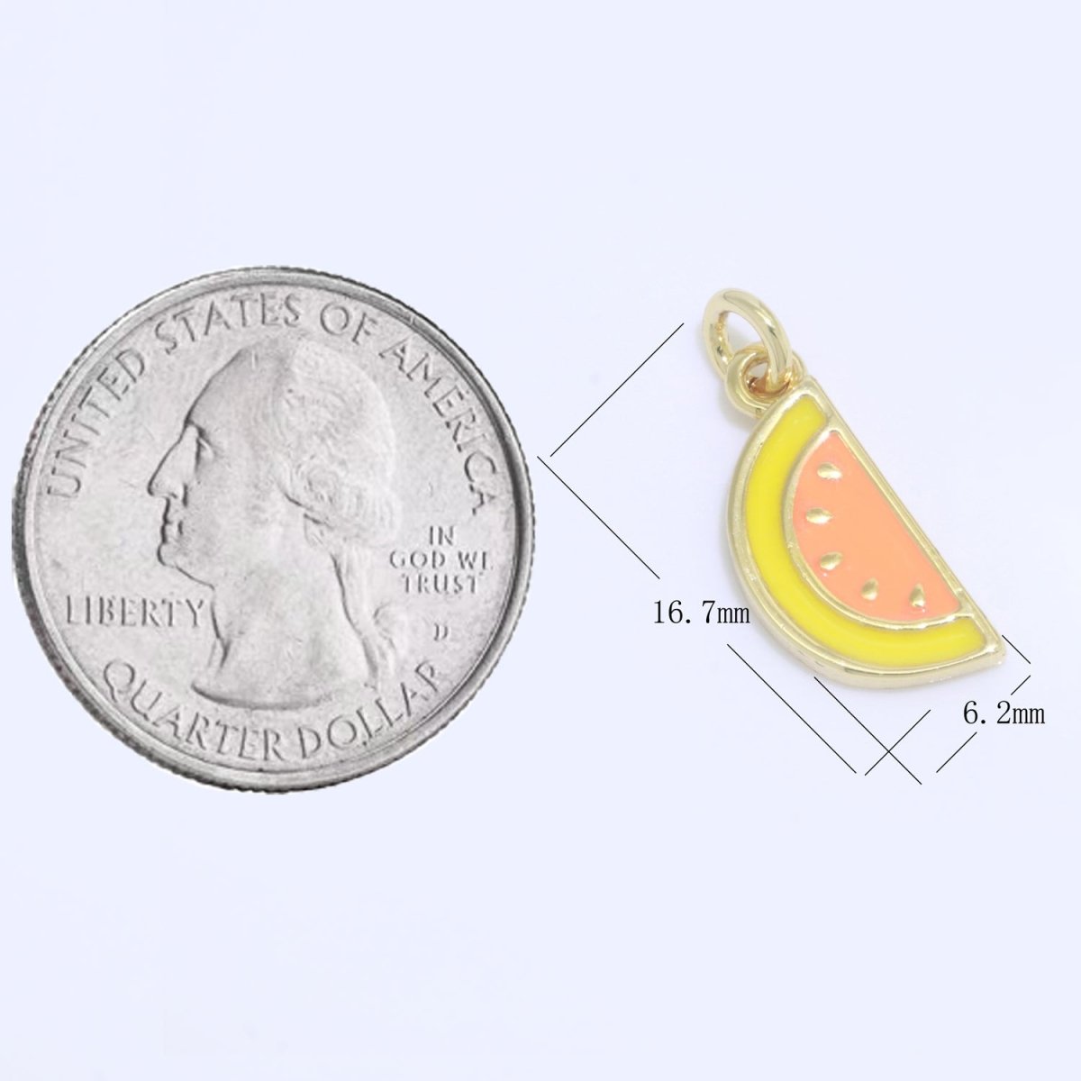 18k Gold filled Fruit Charm Mini Watermelon Pendants Enamel Tropical fruit Charm M-696 - M-698