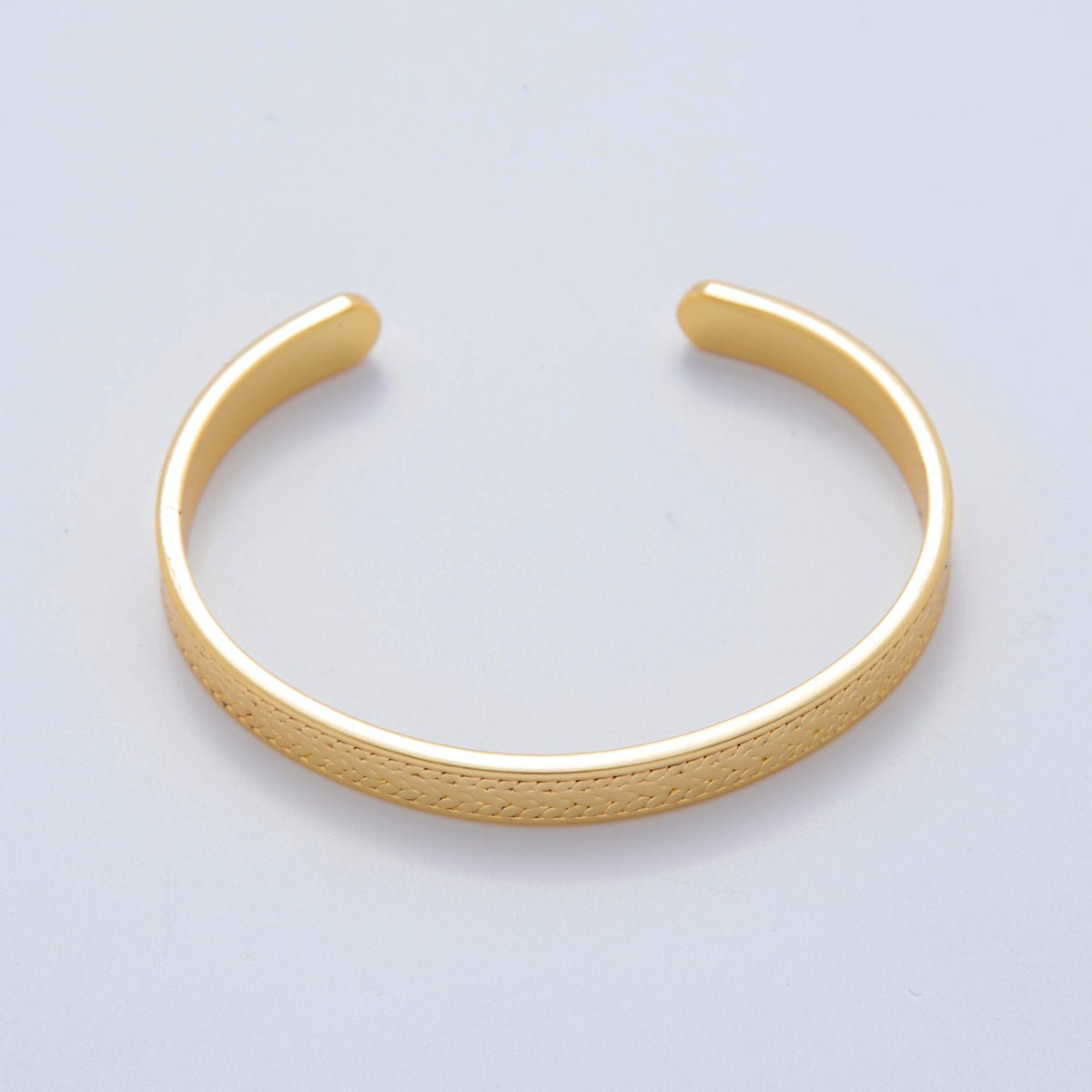 18K Gold Filled Geometric Line Engraved Wide Cuff Bracelet | WA - 3294 - DLUXCA