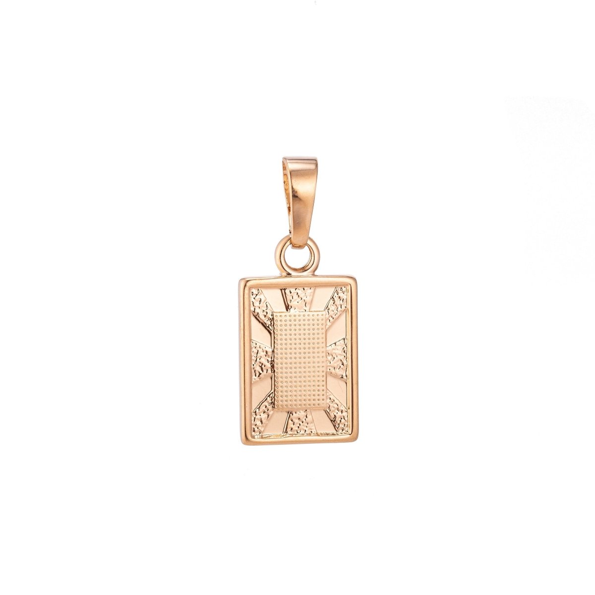 18K Gold filled Golden Frame Geometric Sunburst Bar Textured Dangle Necklace Pendant Charm w/ Bails Findings for Jewelry Making H-624