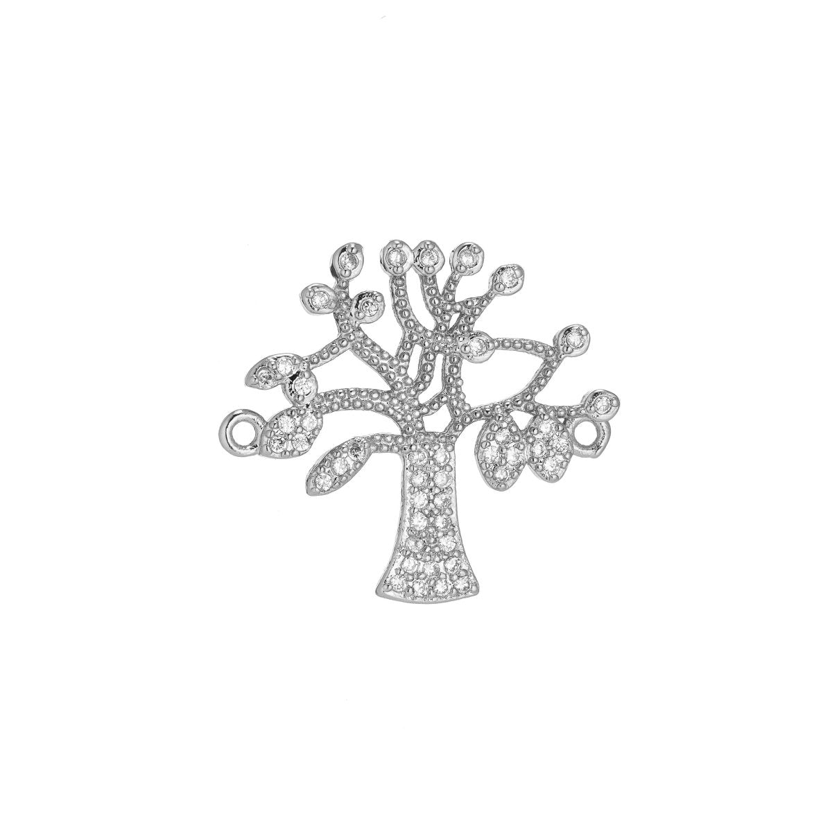 18K Gold Filled Gorgeous Tree of Life, Family Tree Cubic Zirconia Bracelet Charm Bead Finding Connector for Earring Jewelry Making F-039