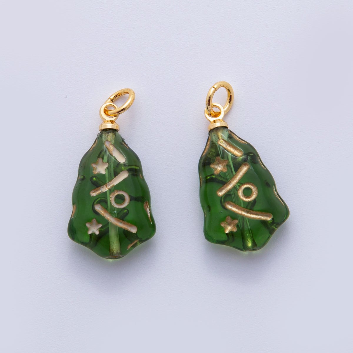 18K Gold Filled Green Gold - Lined Acrylic Geometric Charm | N301 - DLUXCA