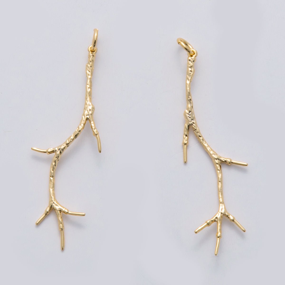 18K Gold Filled Hammered Tree Branch Geometric Charm | C302 - DLUXCA